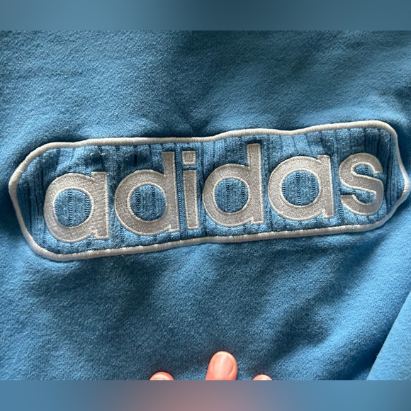 Vintage Adidas Hoodie Baby Blue Unisex Medium - Picture 3 of 10